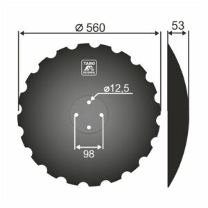GREGORIE BESSON Talerz brony talerzowej uzębiony Średnica [mm]: 560 Ilość otworów [szt.] : 4 Grubość blachy [mm] : 6 Rozstaw otworów [mm] : 98 21566