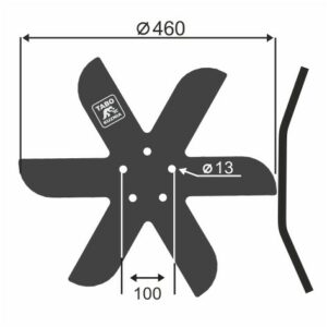 Horsch Talerz skrajny - LEWY Średnica [mm]: 460 Ilość otworów [szt.] : 5 Grubość blachy [mm] : 8 Rozstaw otworów [mm] : 100 00311015