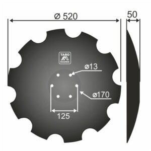 Horsch Talerz brony talerzowej uzębiony Średnica [mm]: 520 Ilość otworów [szt.] : 6 Grubość blachy [mm] : 6 Rozstaw otworów [mm] : 125 00311461