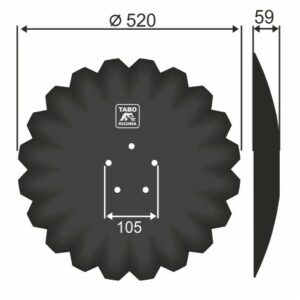 Horsch Talerz brony talerzowej uzębiony (agresywny) Średnica [mm]: 520 Ilość otworów [szt.] : 5 Grubość blachy [mm] : 6 Rozstaw otworów [mm] : 105 60029459