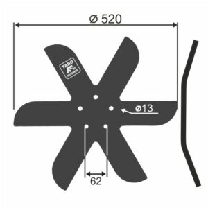 Horsch Talerz skrajny - PRAWY Średnica [mm]: 520 Ilość otworów [szt.] : 5 Grubość blachy [mm] : 8 Rozstaw otworów [mm] : 62  00311080