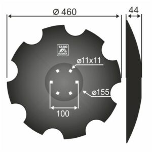 Kuhn Talerz brony talerzowej uzębiony Średnica [mm]: 460 Ilość otworów [szt.] : 6 Grubość blachy [mm] : 5 Rozstaw otworów [mm] : 100 H2206710