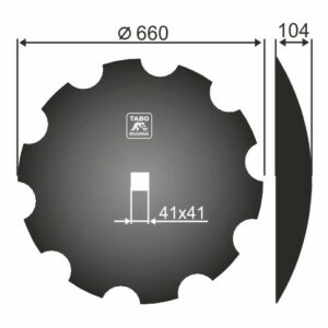 Kuhn Talerz brony talerzowej uzębionyŚrednica [mm]: 660 Ilość otworów [szt.] : 1 Grubość blachy [mm] :  6 117109