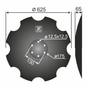 Lemken Talerz brony talerzowej uzębiony Średnica [mm]: 625 Ilość otworów [szt.] : 6 Grubość blachy [mm] : 6 Rozstaw otworów [mm] : 130 3490466