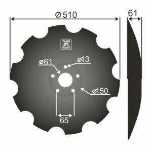 Amazone Talerz brony talerzowej uzębiony Średnica [mm]: 510 Ilość otworów [szt.] : 5 Grubość blachy [mm] : 6 HC125/990183